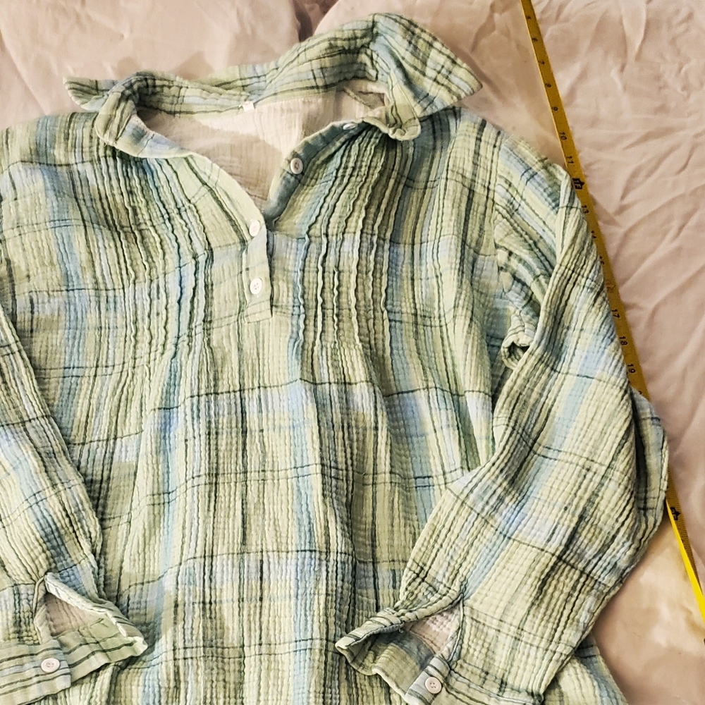 Green Plaid Women's Blouse